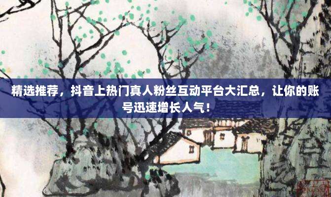 精选推荐,抖音上热门真人粉丝互动平台大汇总,让你的账号迅速增长人气!