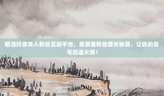 精选抖音真人粉丝互动平台,高质量粉丝增长秘籍,让你的账号迅速火爆!