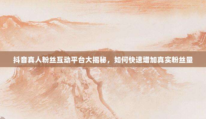 抖音真人粉丝互动平台大揭秘,如何快速增加真实粉丝量