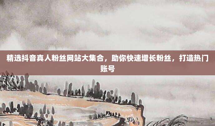 精选抖音真人粉丝网站大集合，助你快速增长粉丝，打造热门账号