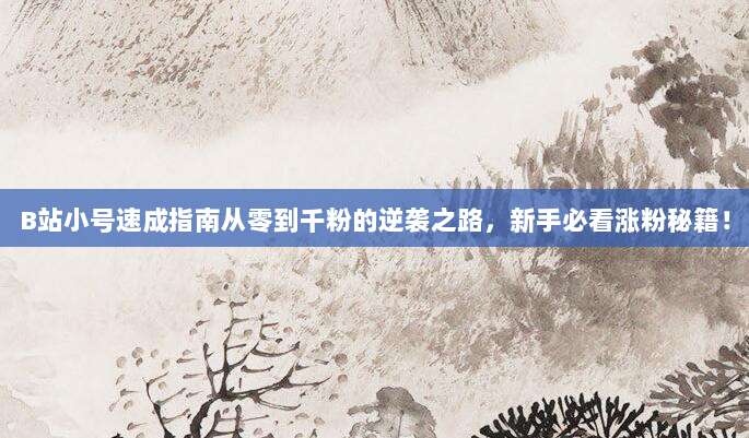 B站小号速成指南从零到千粉的逆袭之路,新手必看涨粉秘籍!