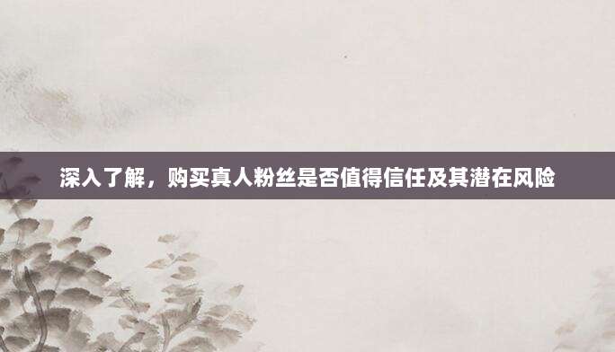 深入了解,购买真人粉丝是否值得信任及其潜在风险