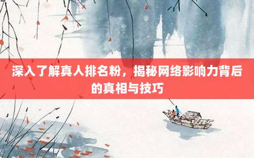 深入了解真人排名粉，揭秘网络影响力背后的真相与技巧