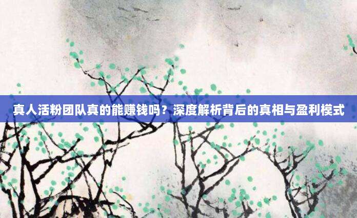 真人活粉团队真的能赚钱吗?深度解析背后的真相与盈利模式