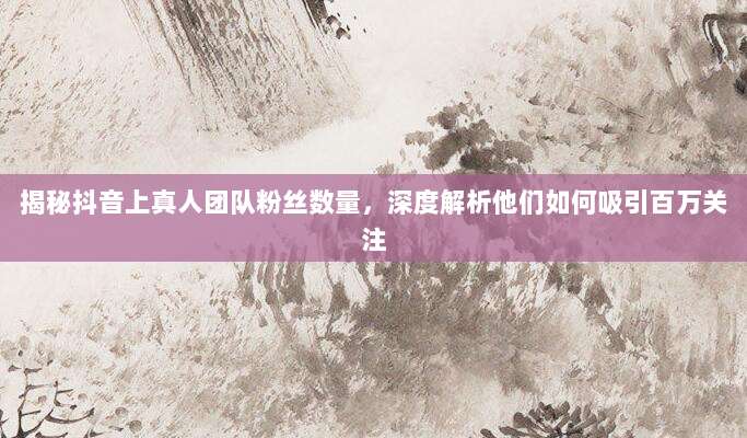 揭秘抖音上真人团队粉丝数量,深度解析他们如何吸引百万关注