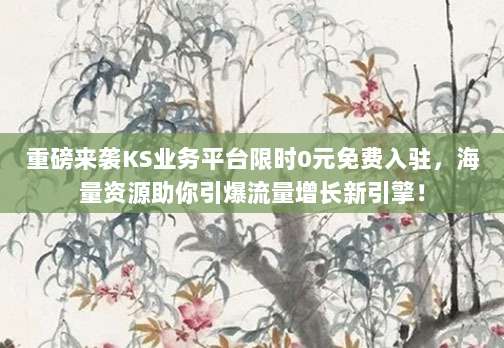 重磅来袭KS业务平台限时0元免费入驻,海量资源助你引爆流量增长新引擎!