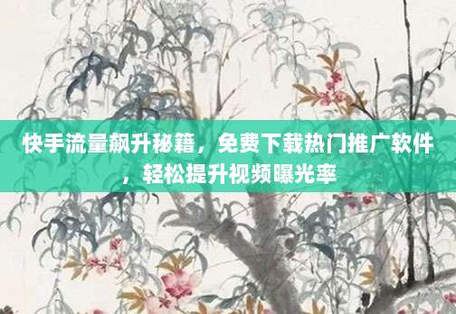 快手流量飙升秘籍,免费下载热门推广软件,轻松提升视频曝光率