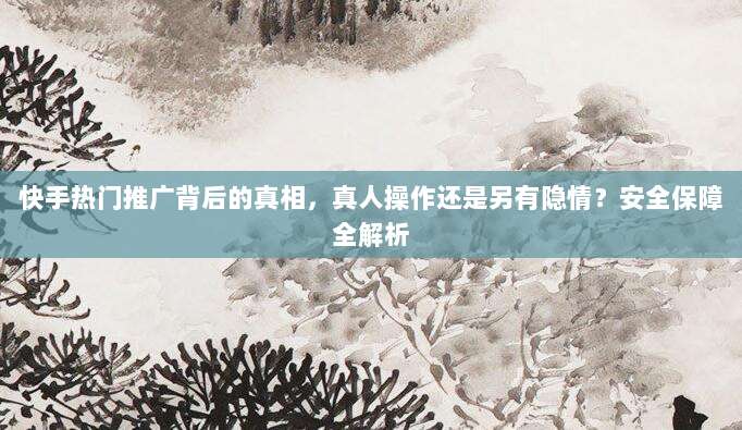 快手热门推广背后的真相,真人操作还是另有隐情?安全保障全解析