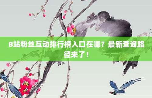 B站粉丝互动排行榜入口在哪?最新查询路径来了!