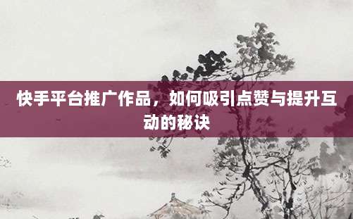 快手平台推广作品,如何吸引点赞与提升互动的秘诀