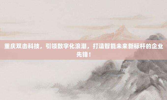 重庆双击科技,引领数字化浪潮,打造智能未来新标杆的企业先锋!