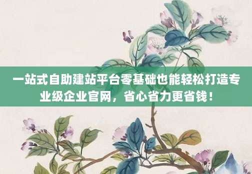 一站式自助建站平台零基础也能轻松打造专业级企业官网,省心省力更省钱!