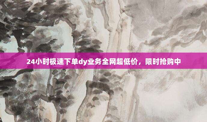 24小时极速下单dy业务全网超低价,限时抢购中