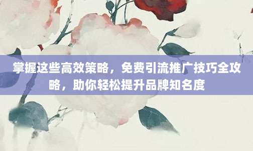 掌握这些高效策略,免费引流推广技巧全攻略,助你轻松提升品牌知名度