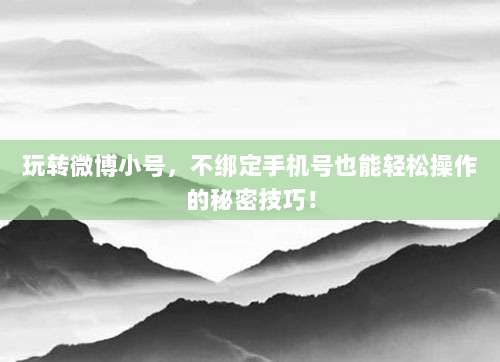 玩转微博小号,不绑定手机号也能轻松操作的秘密技巧!