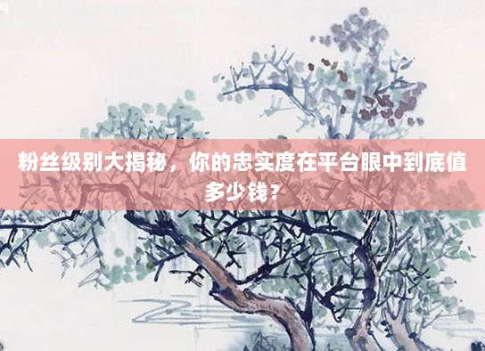 粉丝级别大揭秘，你的忠实度在平台眼中到底值多少钱？