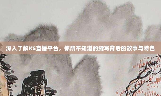 深入了解KS直播平台,你所不知道的缩写背后的故事与特色