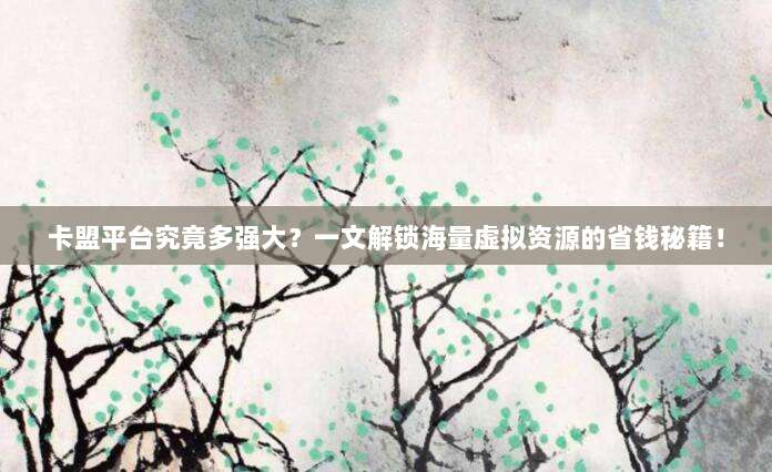 卡盟平台究竟多强大?一文解锁海量虚拟资源的省钱秘籍!