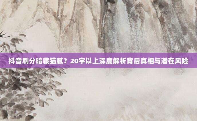抖音刷分暗藏猫腻？20字以上深度解析背后真相与潜在风险