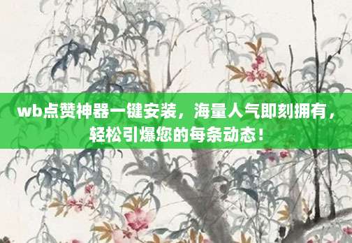 wb点赞神器一键安装，海量人气即刻拥有，轻松引爆您的每条动态！