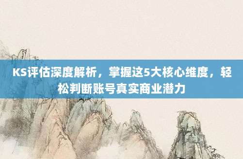 KS评估深度解析，掌握这5大核心维度，轻松判断账号真实商业潜力