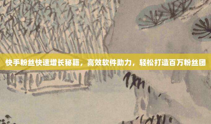 快手粉丝快速增长秘籍，高效软件助力，轻松打造百万粉丝团