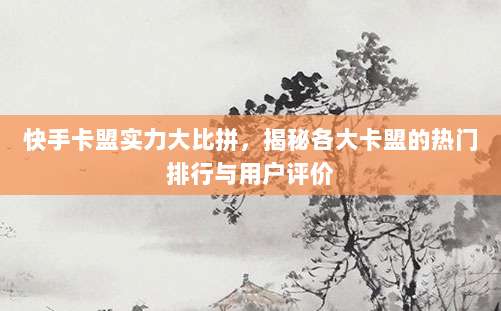 快手卡盟实力大比拼，揭秘各大卡盟的热门排行与用户评价