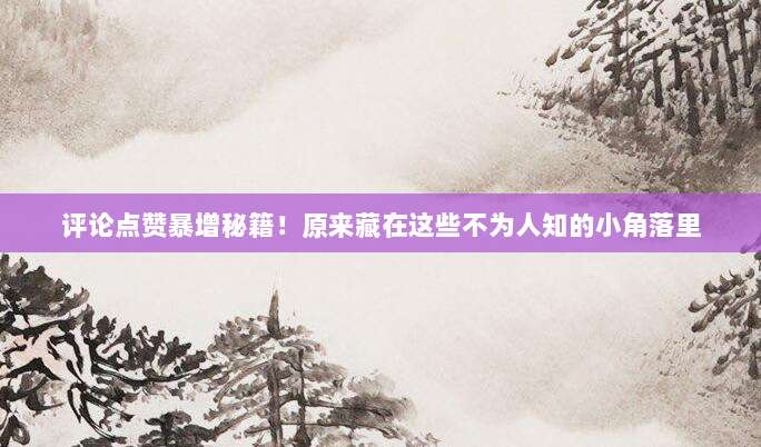 评论点赞暴增秘籍!原来藏在这些不为人知的小角落里